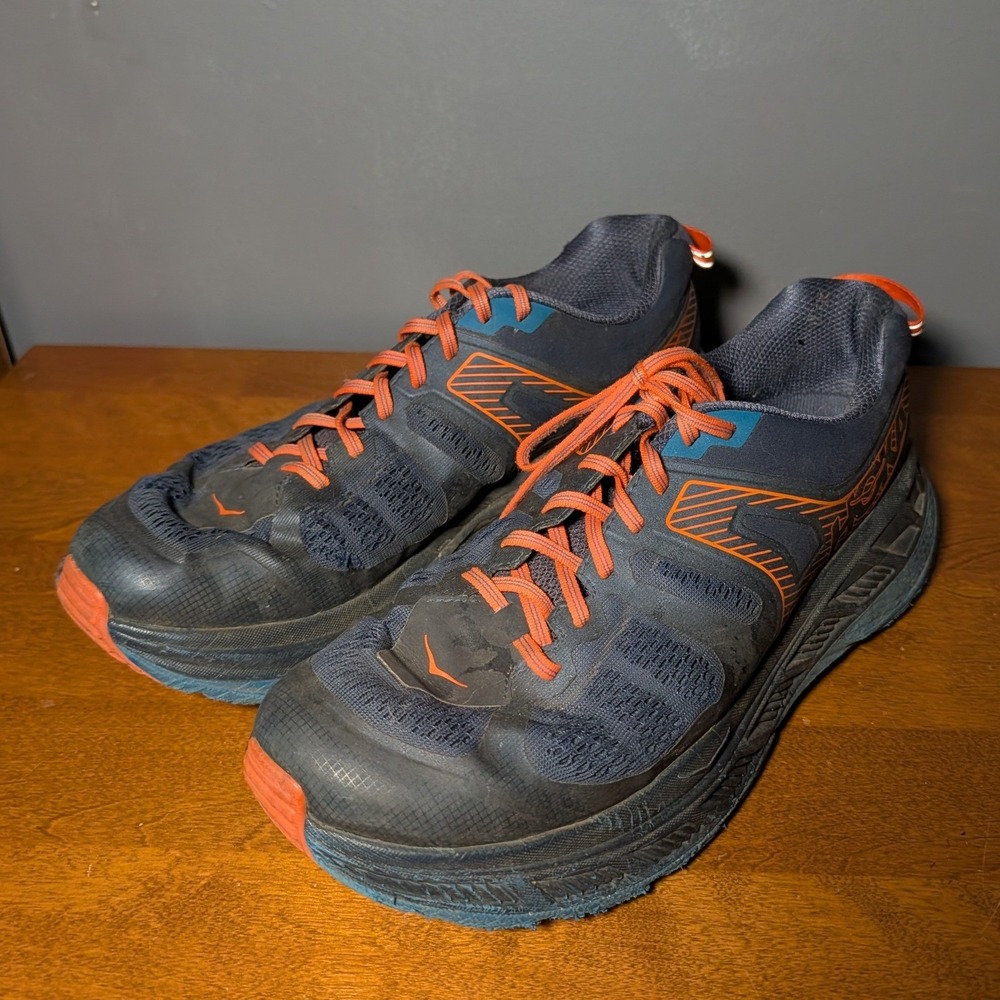 Hoka One One Stinson ATR 5 Mens 13 Trail Running Shoes Blue Orange 1099729